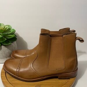 Rockport Castleton Leather Chelsea Boots Tan Cap Toe Ankle Booties Size 11.5M